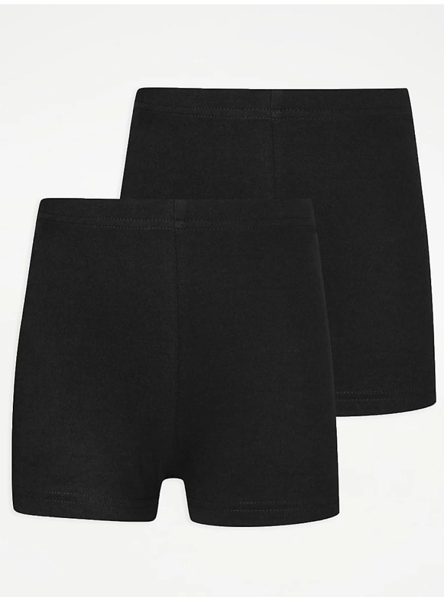 "George at Asda Girls' Black School Shorts 2-Pack – Comfortable Jersey Uniform Shorts"