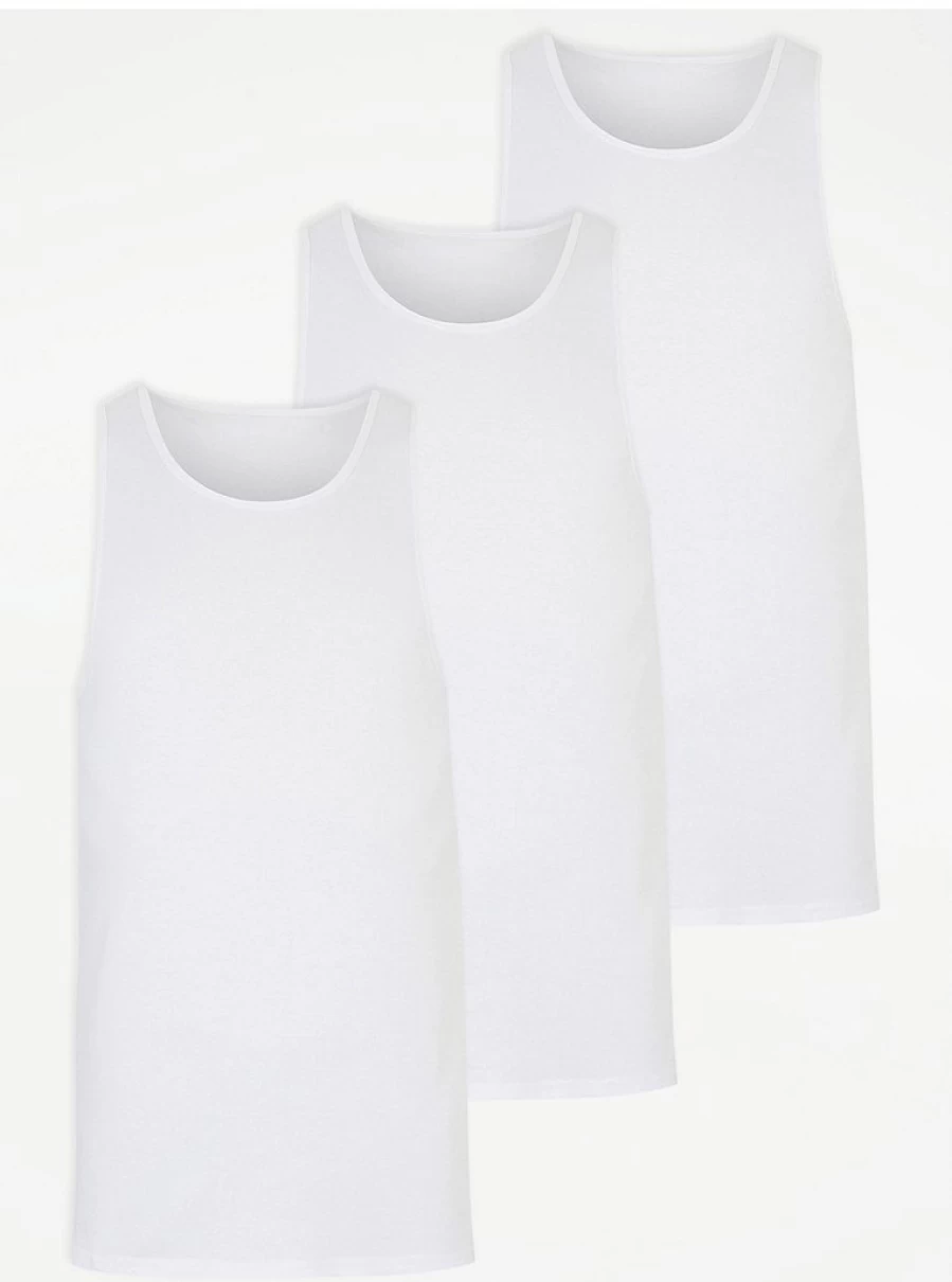 "George at Asda Boys' Plain White Vests 3-Pack | Comfort & Quality"