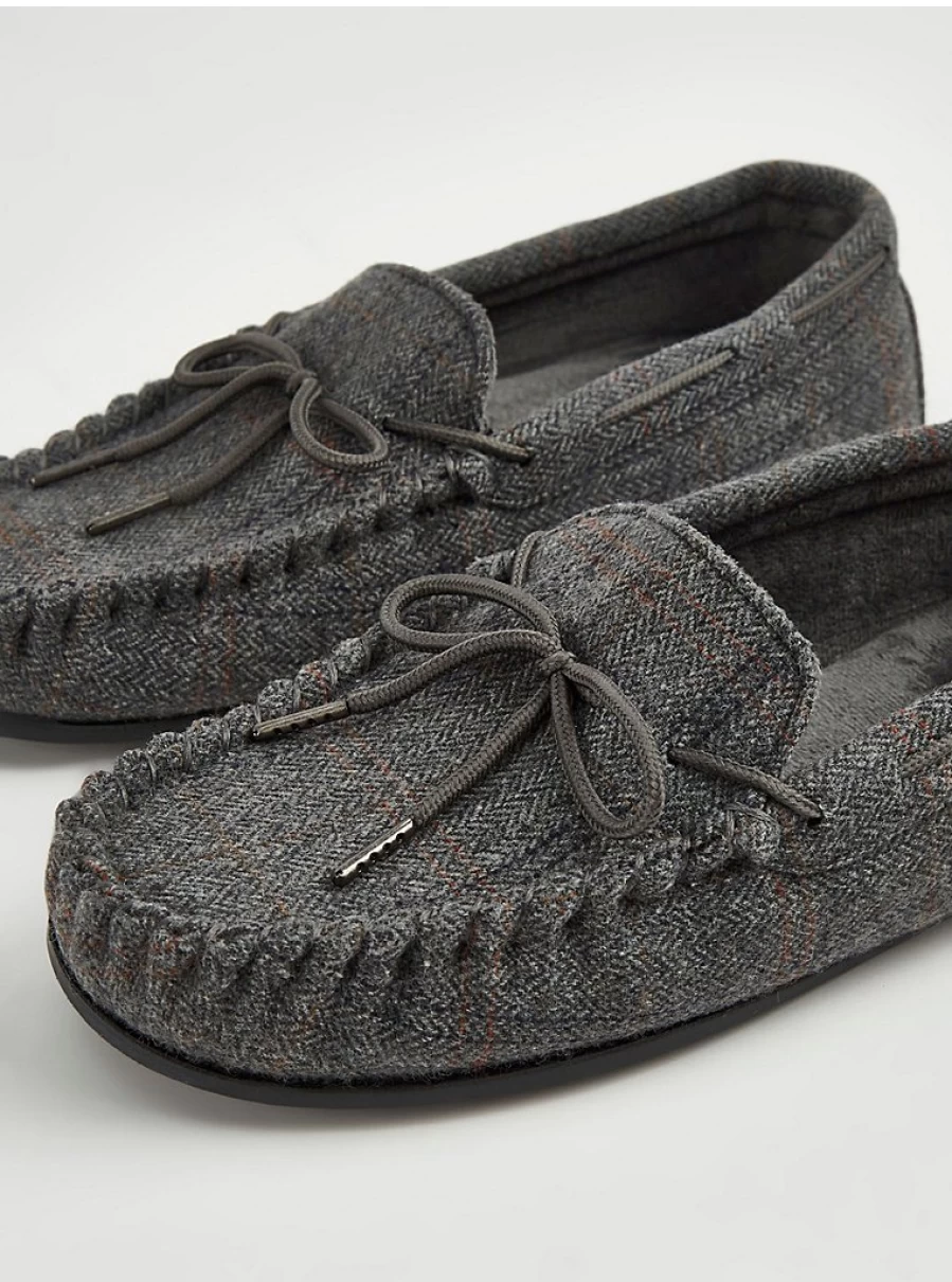 Men's Grey Herringbone Moccasin Slippers by George at Asda – Comfort & Style Review