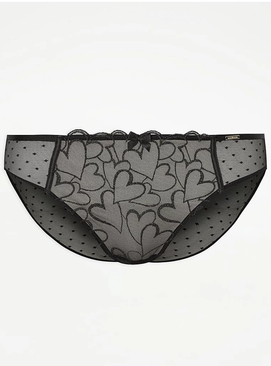 Black Sheer Lace Embroidered Mini Knickers | George at Asda Lingerie | Comfortable & Stylish Women's Underwear