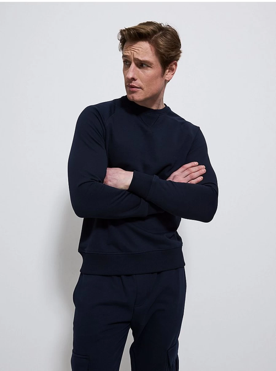 Men's Navy Blue Crew Neck Sweatshirt - George at Asda Comfort Fit Casual Pullover