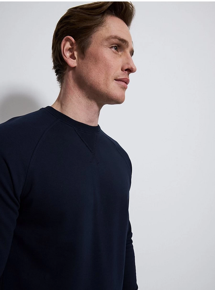 Men's Navy Blue Crew Neck Sweatshirt - George at Asda Comfort Fit Casual Pullover