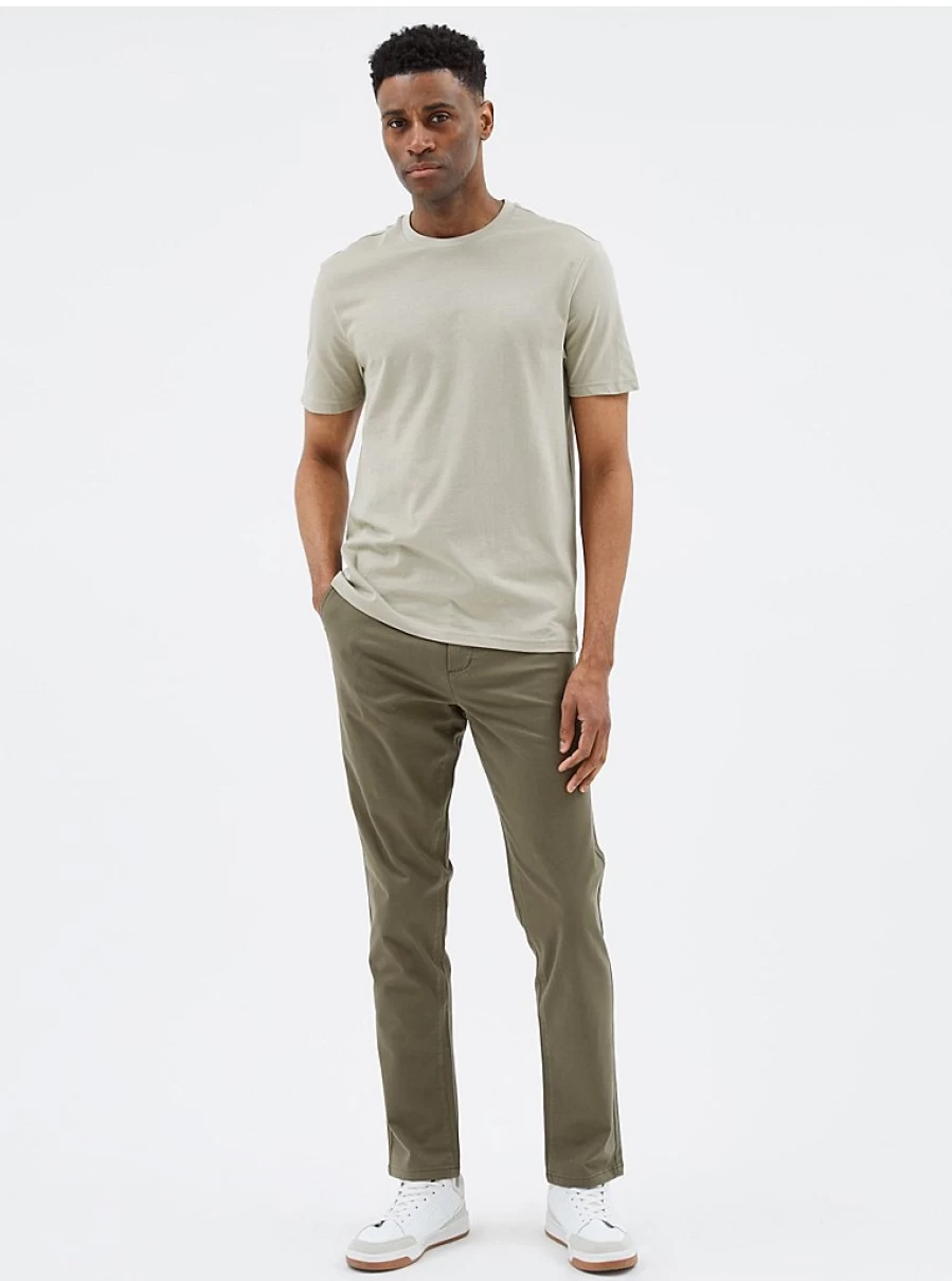 Men's Slim Fit Khaki Stretch Chino Trousers | George at Asda