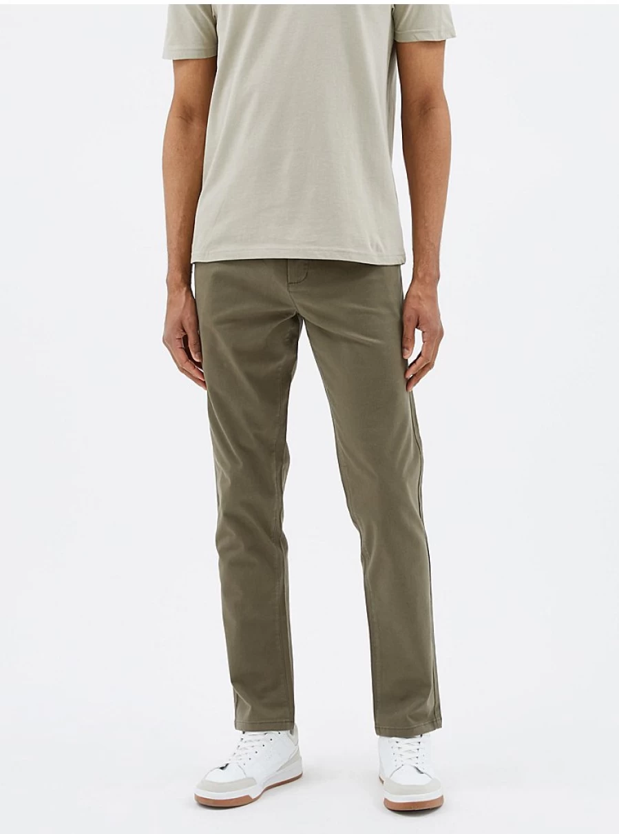 Men's Slim Fit Khaki Stretch Chino Trousers | George at Asda