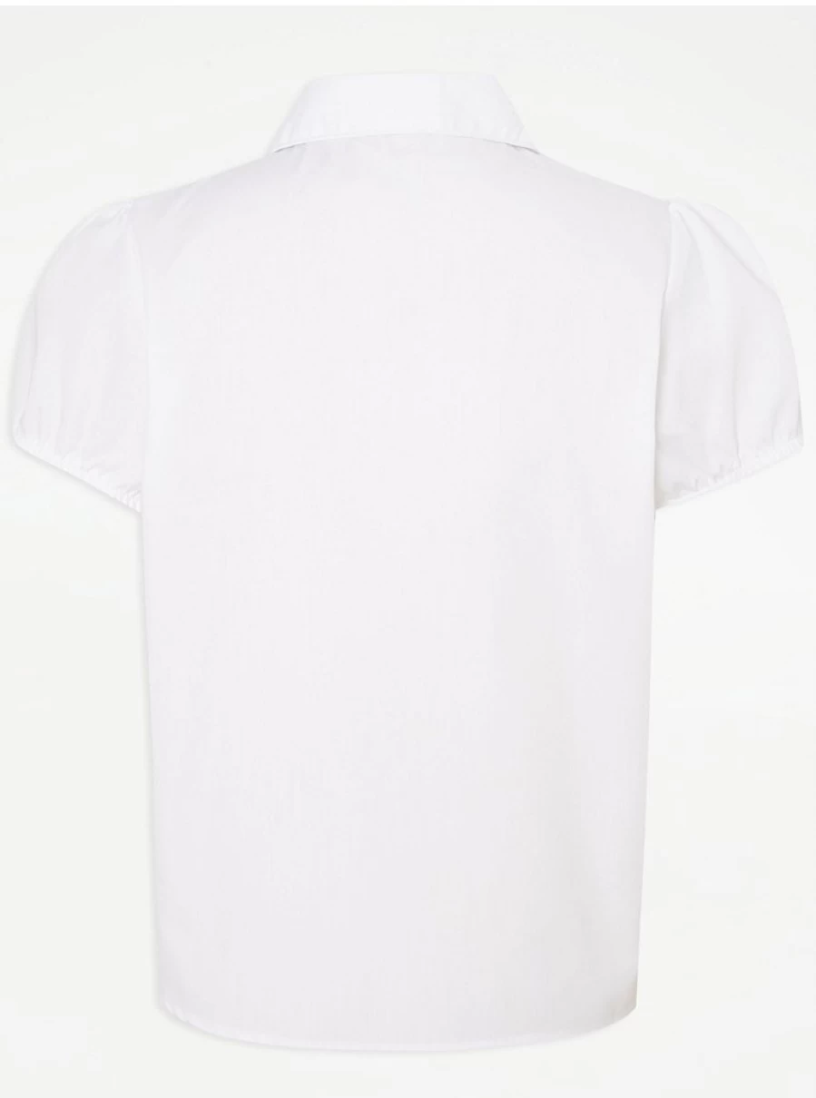 "George at Asda Girls' 2-Pack White Pintuck Short Sleeve School Shirts for School Uniforms"