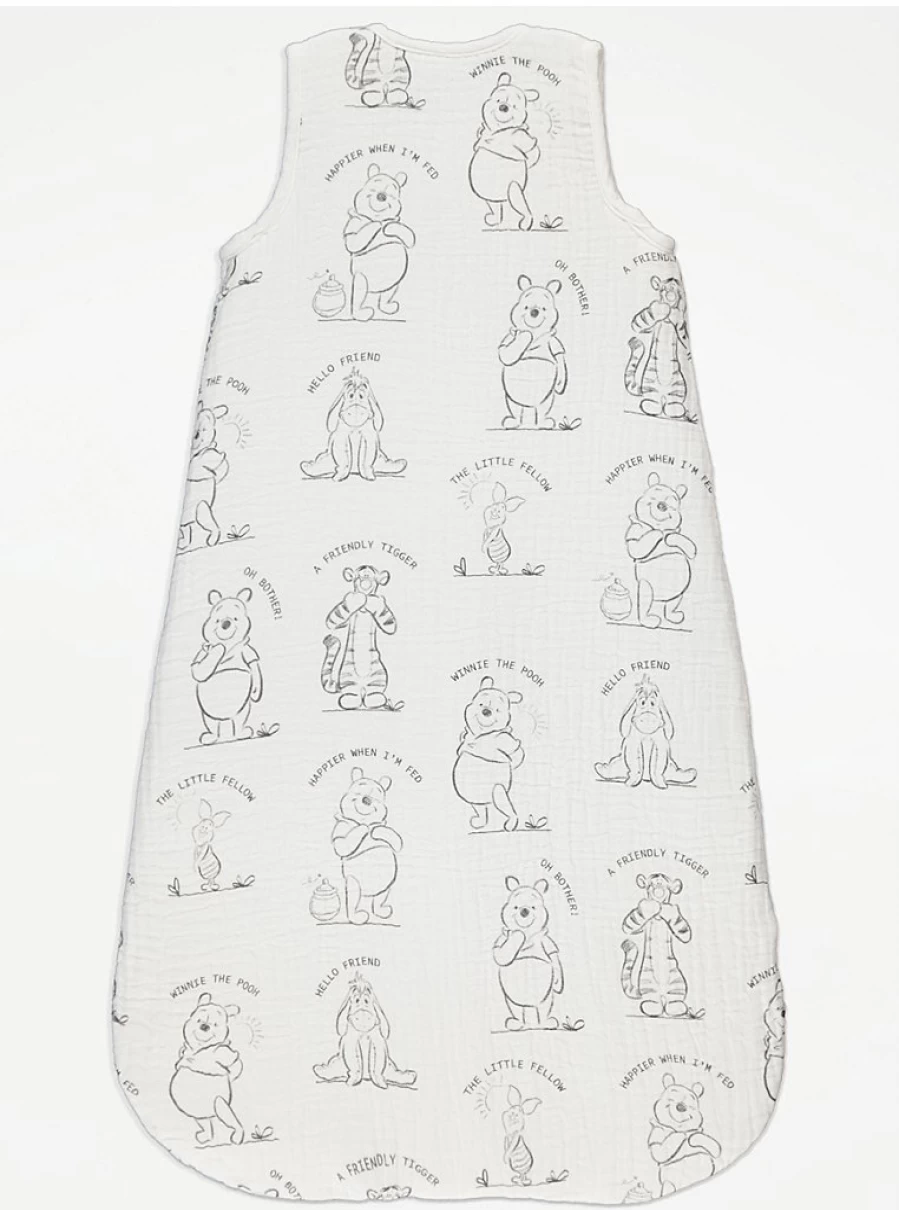 George at Asda Disney Winnie The Pooh 2.5 Tog Baby Sleep Bag for Boys - Soft White Winter Wear
