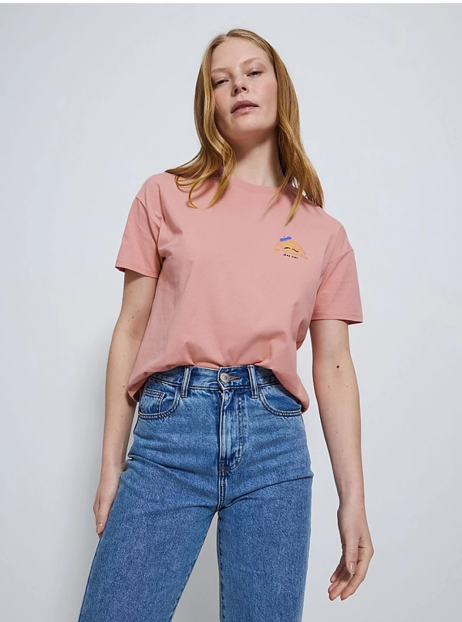 "George at Asda Women's Pink Mon Ami Croissant Graphic T-Shirt | Comfort Fit Casual Tee"