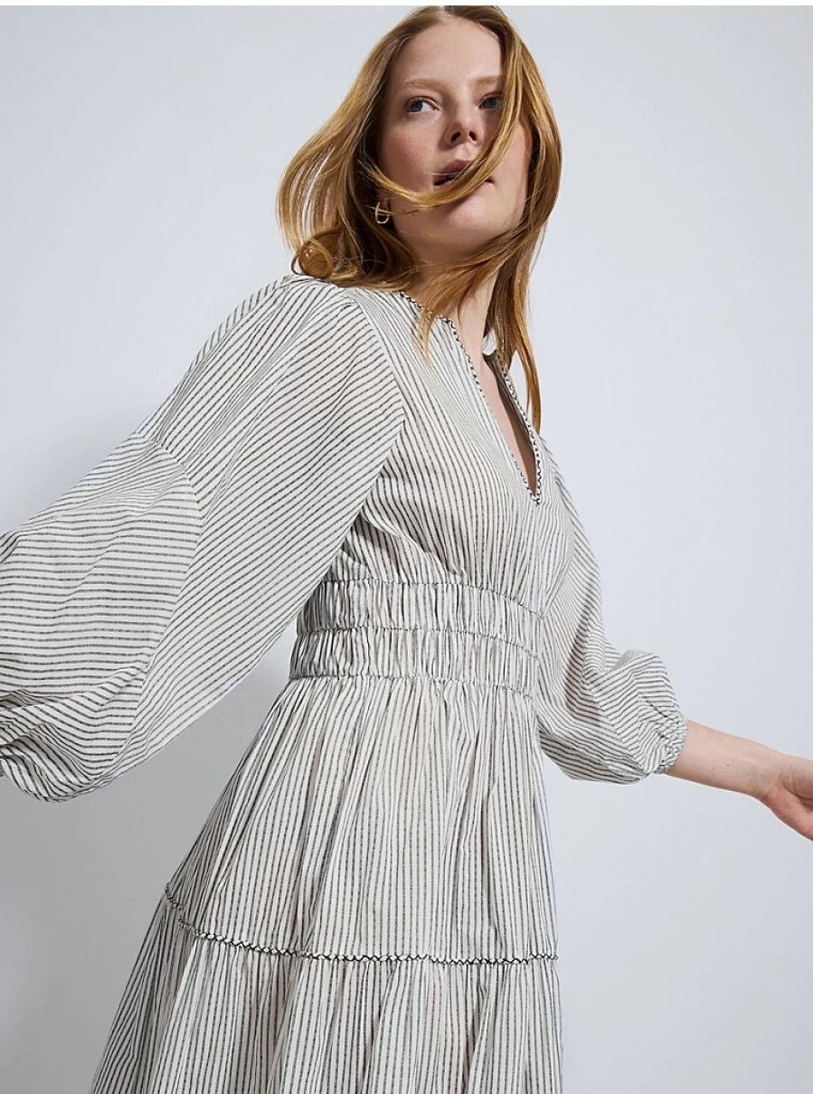 "George at Asda Women's Grey Striped Tiered Midi Dress – Reviews & Style Guide"