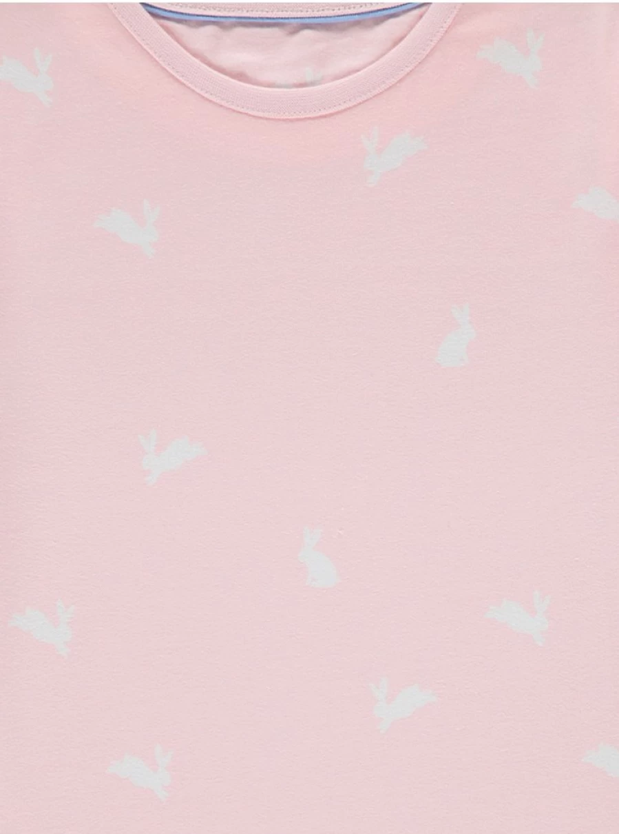 Girls' Pastel Goose & Bunny 2-Pack Pajama Set | George at Asda | Soft Short PJs for Kids