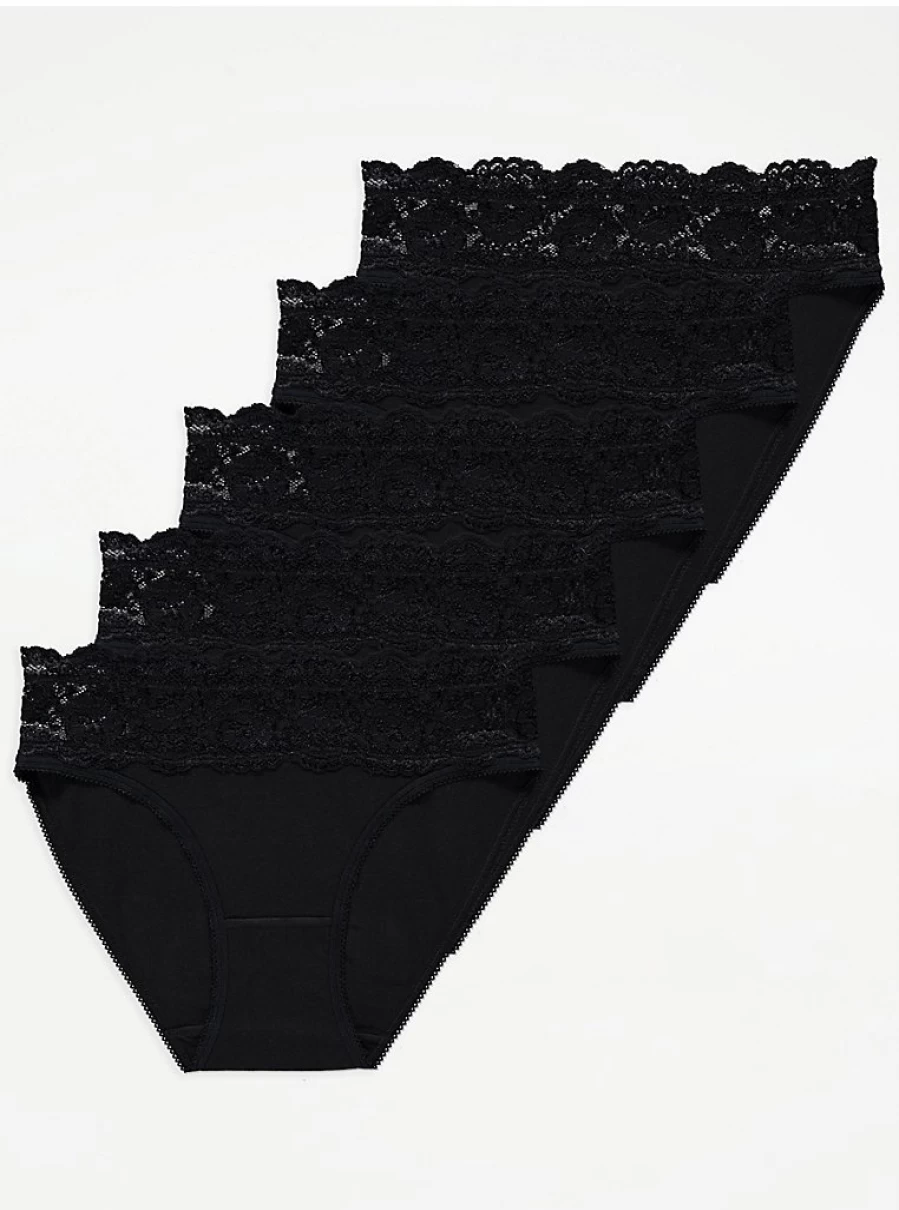 George at Asda Black Lace High Leg Knickers 5-Pack - Women's Lingerie Set Review