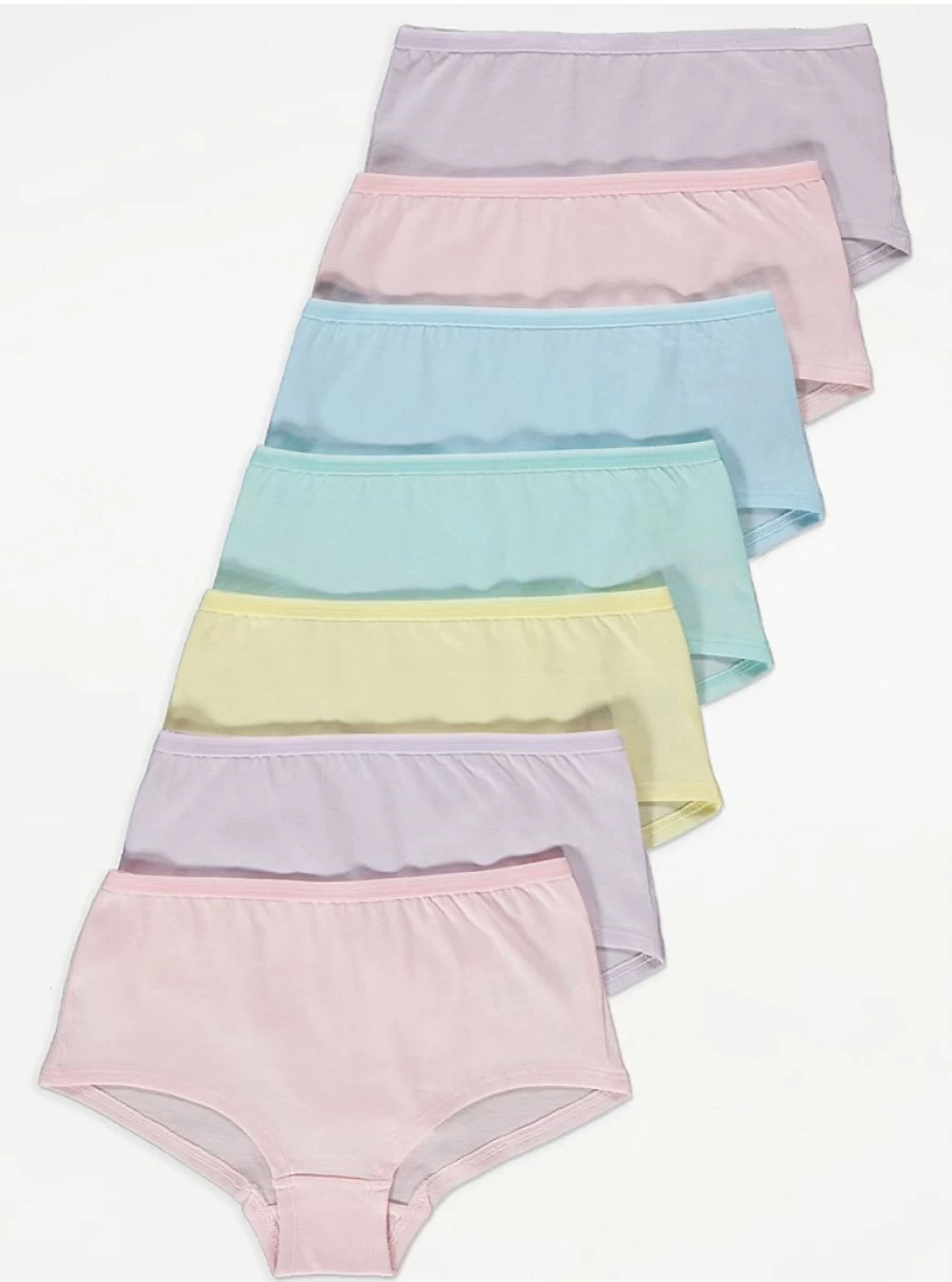 "George at Asda Kids Pastel Shorts 7-Pack | Soft Cotton Multi-Pack Shorts for Children"