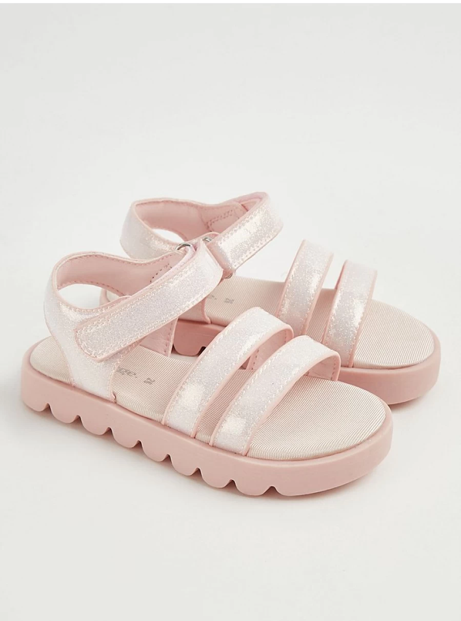 Girls' Pink Glitter Strappy Chunky Sandals | George at Asda | Kids' Fashion Footwear Review