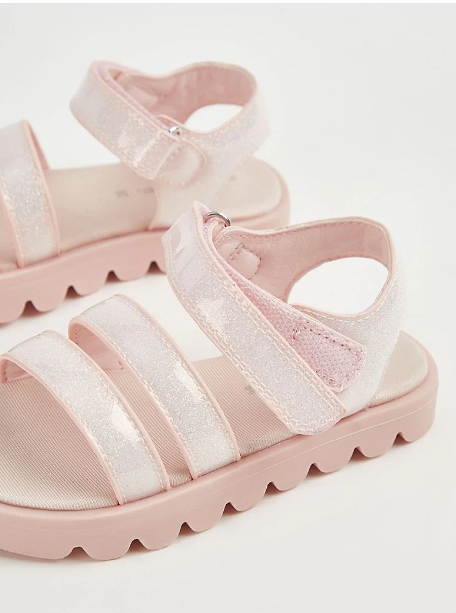 Girls' Pink Glitter Strappy Chunky Sandals | George at Asda | Kids' Fashion Footwear Review