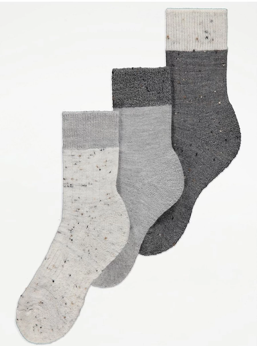 "George at Asda Grey Walking Socks 3 Pack - Comfortable & Durable for Everyday Wear"