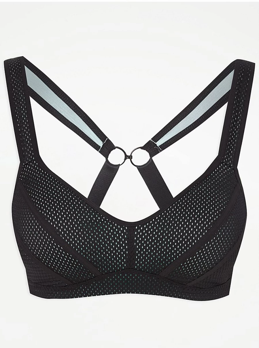 "George at Asda Women's Black Sports Bra – 2 Sizes Bigger for Enhanced Support | Lingerie Reviews"