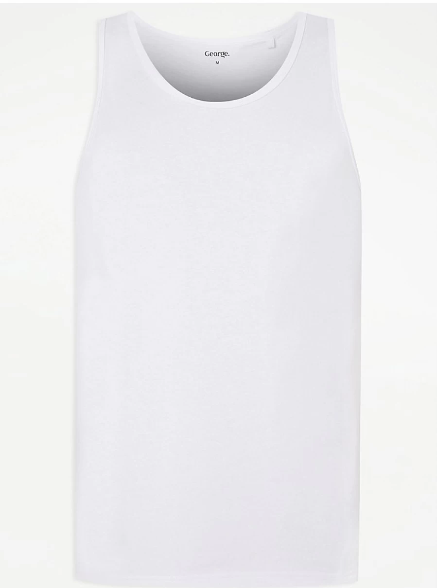 Men's Plain White Vest - Comfort Fit by George at Asda
