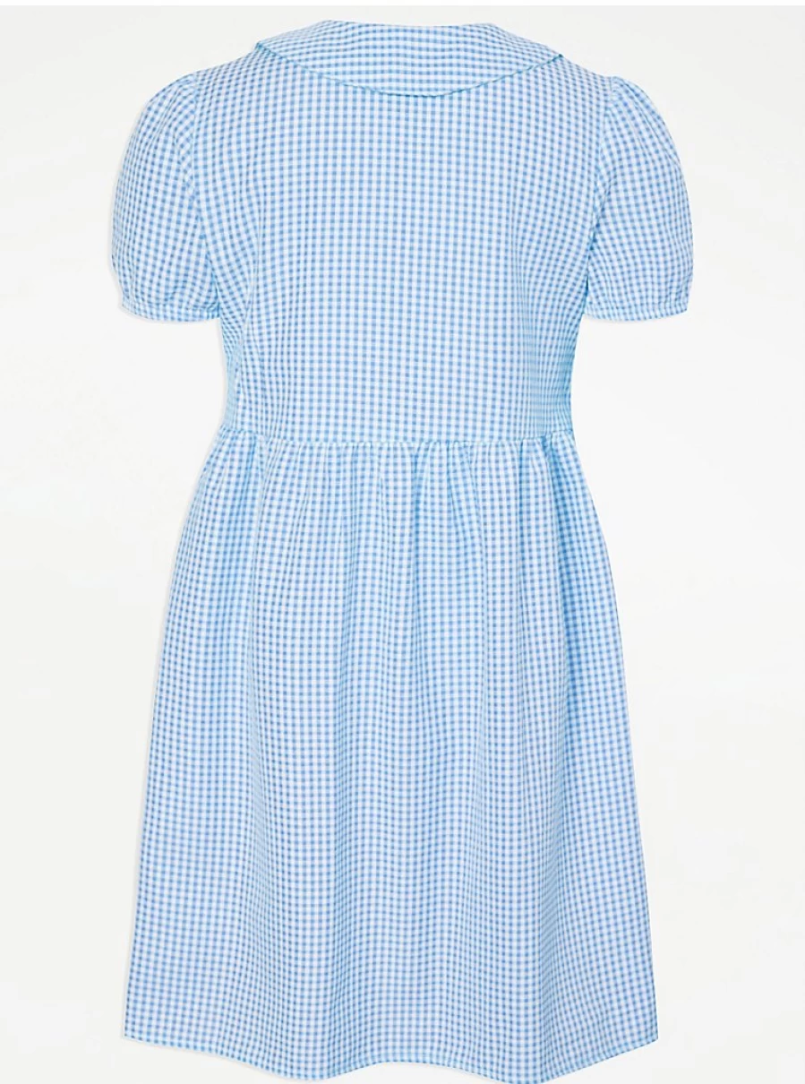 "George at Asda Girls' 2-Pack Gingham School Dresses with Curved Waist"