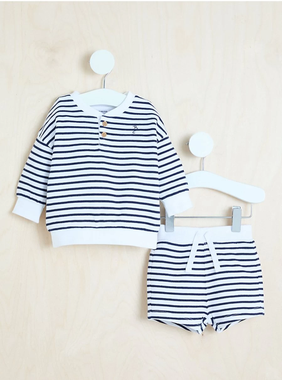 "George at Asda Boys' Breton Stripe Sweatshirt and Shorts Set – Baby Outfit Review"