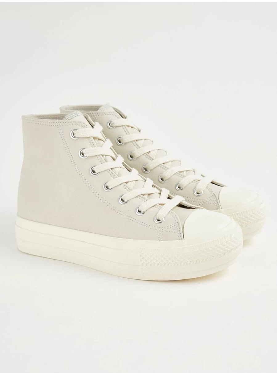 Women's Neutral Platform High-Top Sneakers | George at Asda | Comfort & Style