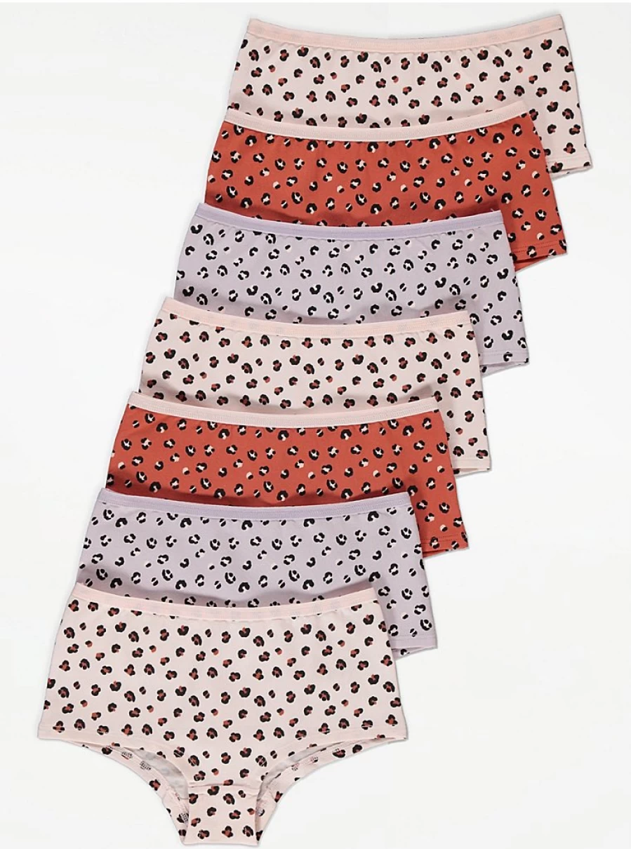 "George at Asda Kids' Leopard Print Shorts 7-Pack | Comfortable & Stylish"
