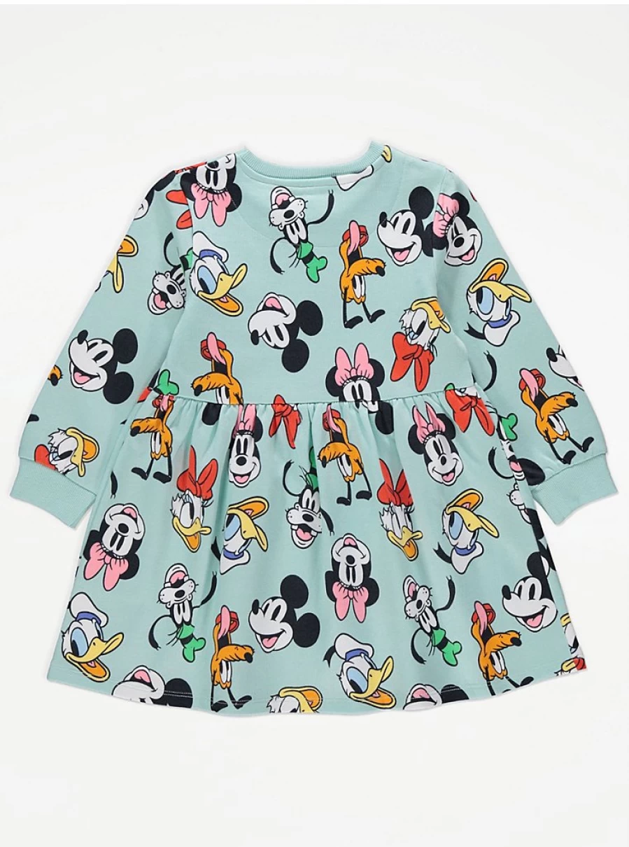 George at Asda Disney Mickey & Friends Green Sweater Dress for Girls - Kids' Cartoon Character Outfit