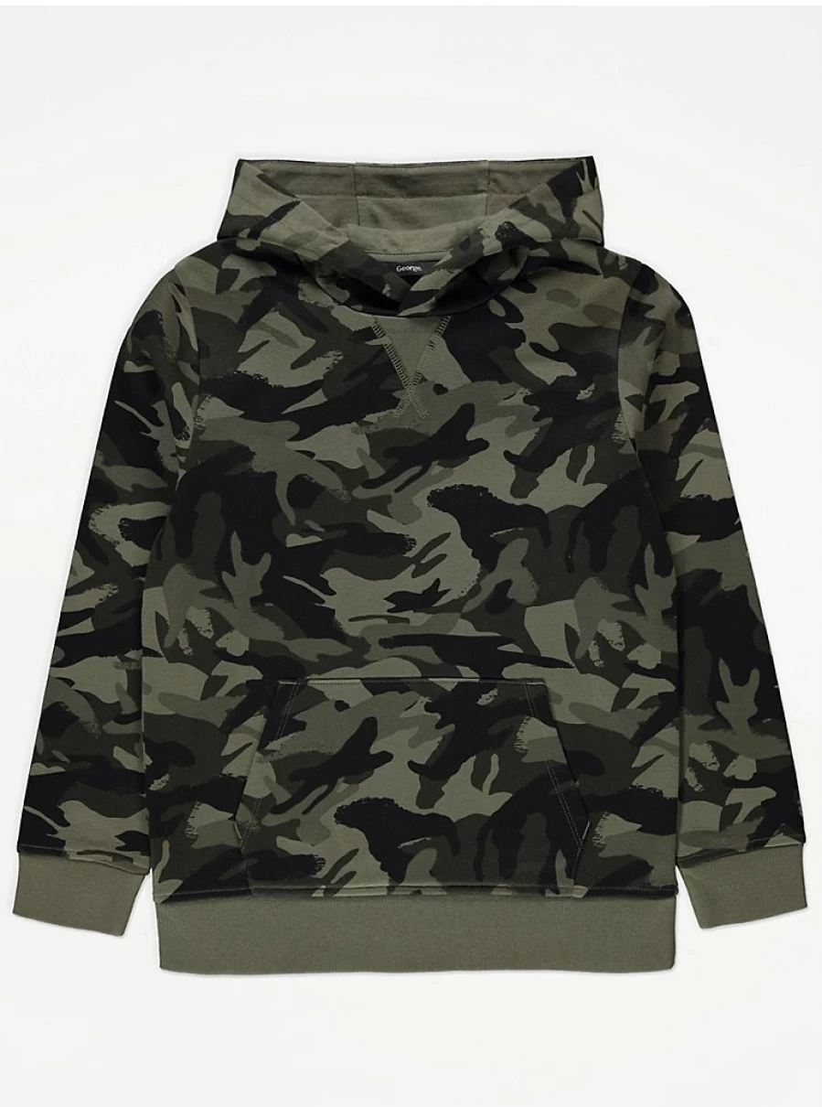 "George at Asda Boys' Khaki Camouflage Hoodie – Kids' Camo Pullover Review"