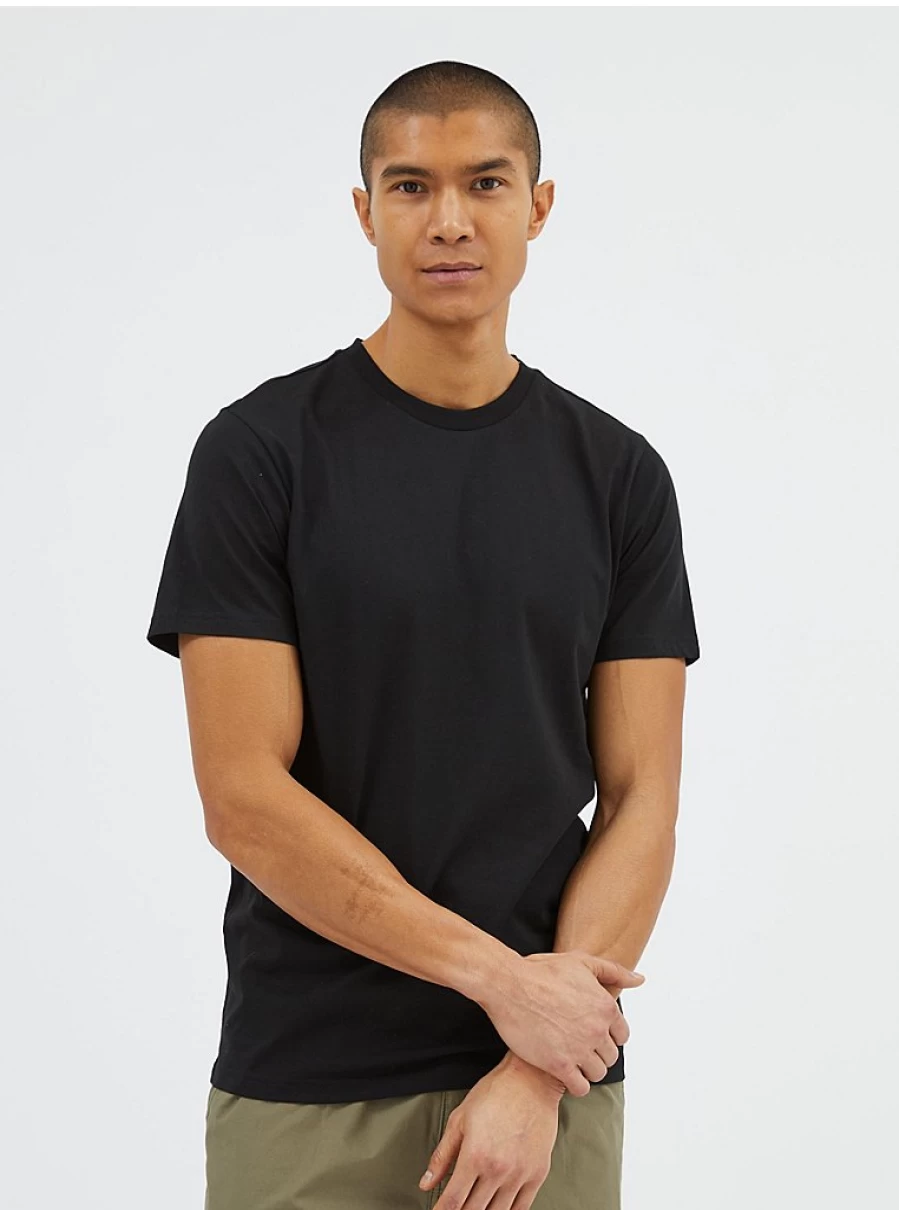 George at Asda Men's Black Slim Fit Plain T-Shirt - Comfortable & Stylish Basic Tee