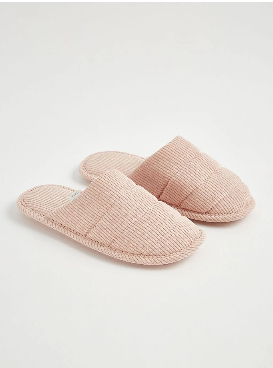 "George at Asda Pink Ribbed Mule Slippers for Women - Comfortable Lingerie Lounge Slippers"