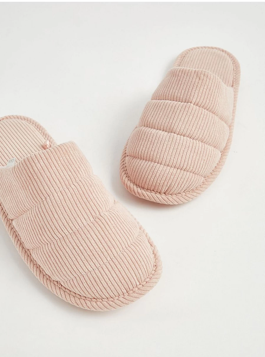 "George at Asda Pink Ribbed Mule Slippers for Women - Comfortable Lingerie Lounge Slippers"