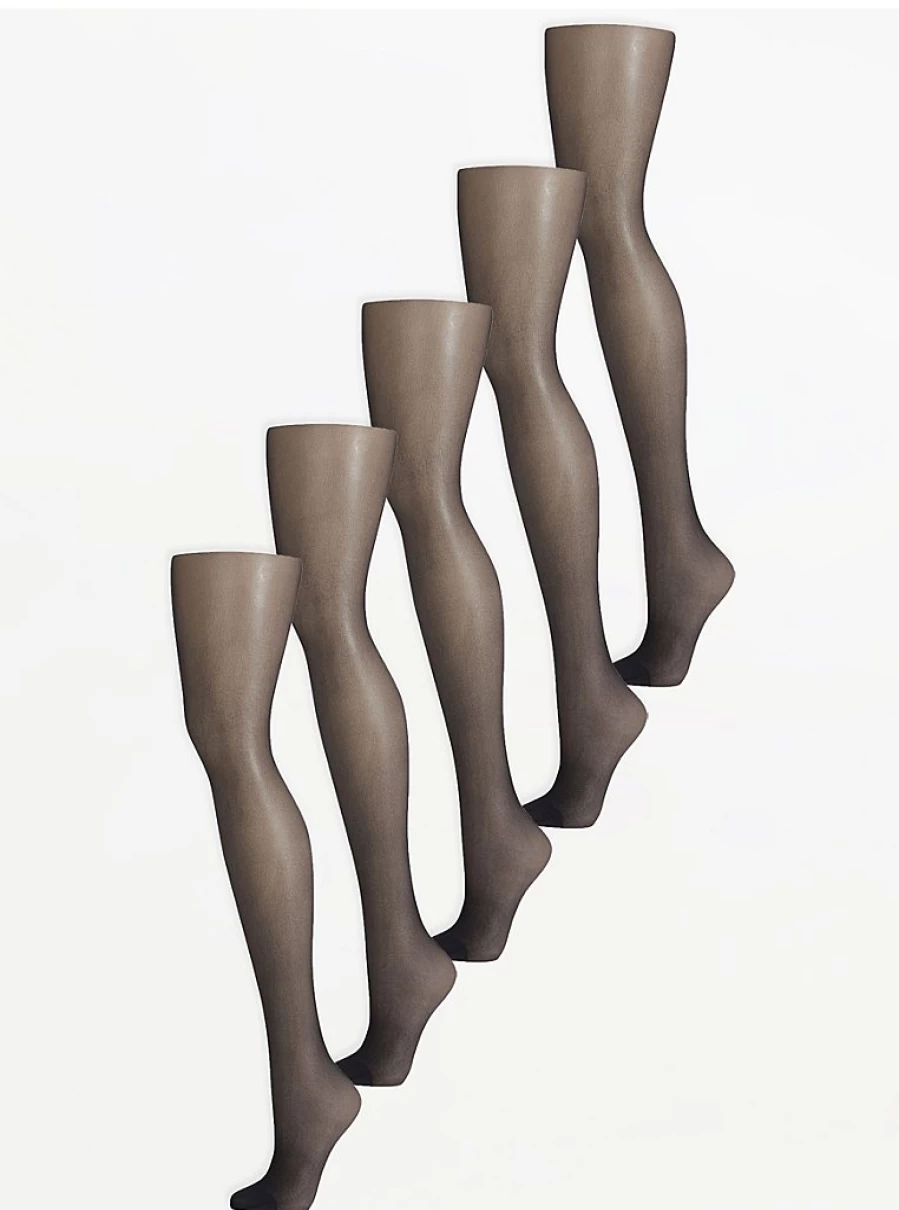 "George at Asda Black 15 Denier Gloss Tights 5 Pack – Shiny Sheer Tights for Women"