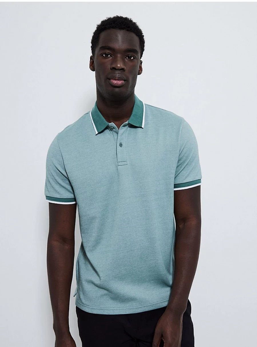 "George at Asda Men's Green Cotton Blend Polo Shirt – Comfort & Style"
