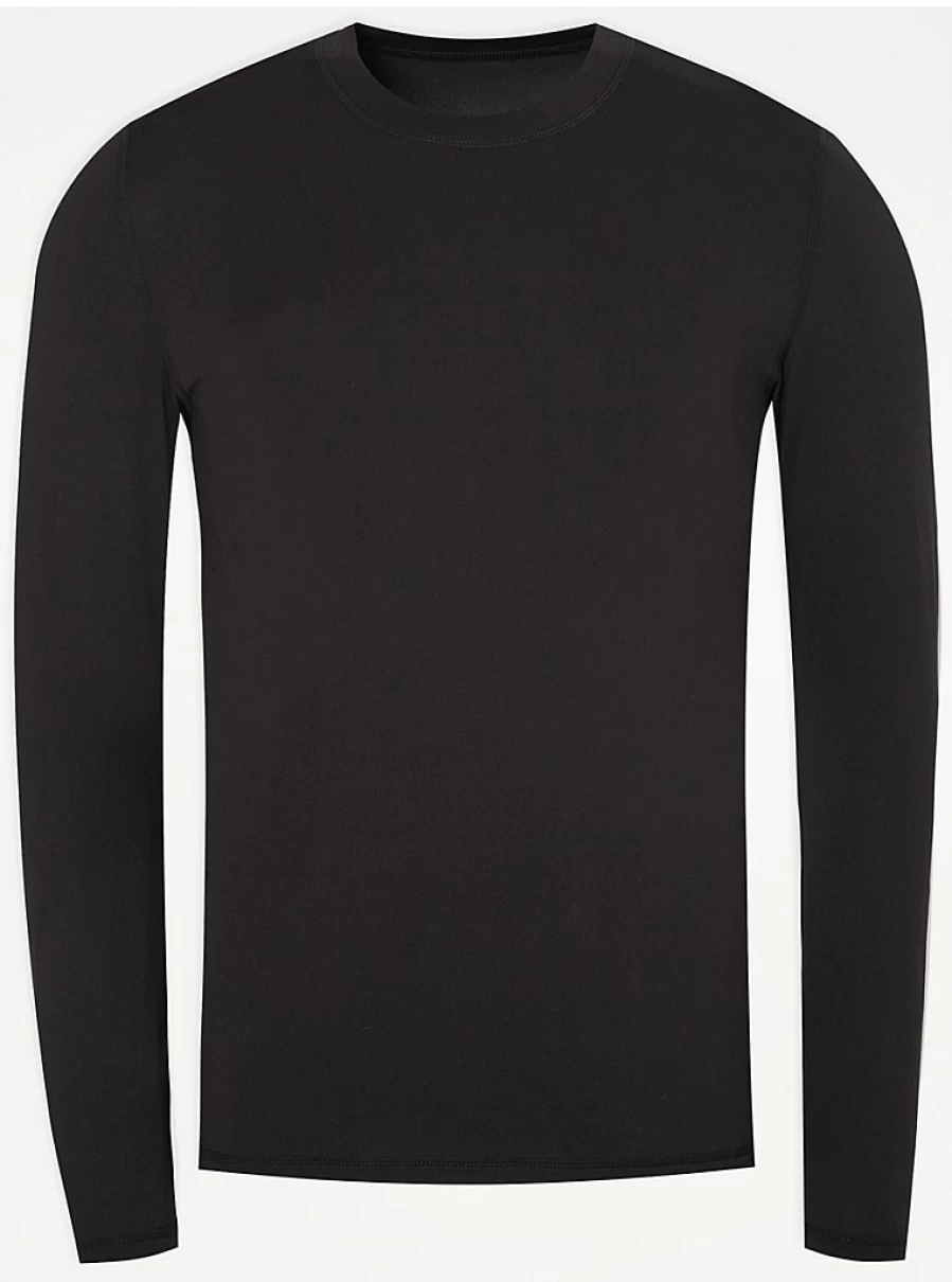 Men's Black Long Sleeve Base Layer Top - George at Asda | Warm & Comfortable Thermal Shirt