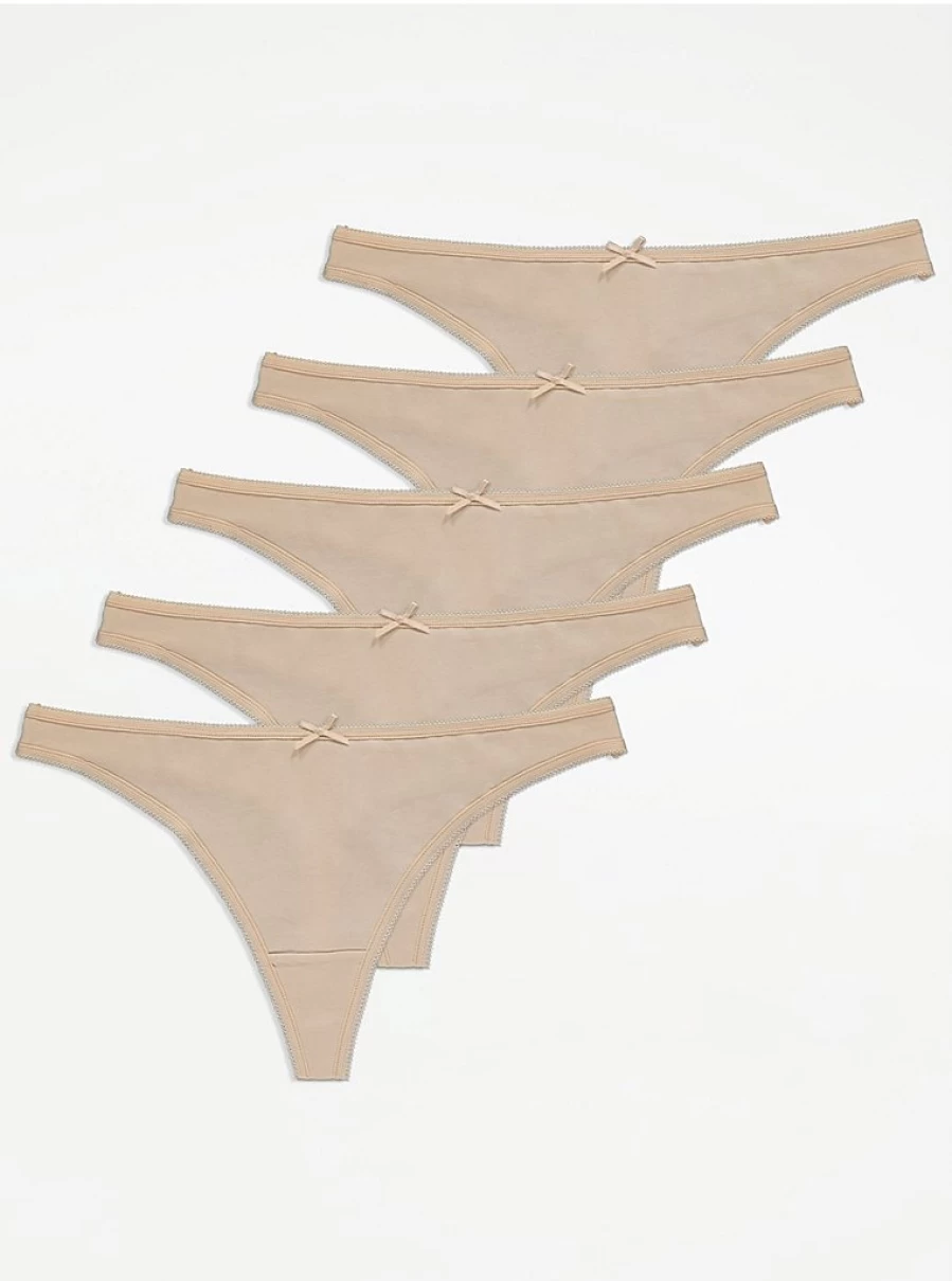 "George at Asda Nude Thongs 5-Pack | Seamless Lingerie Underwear Set"