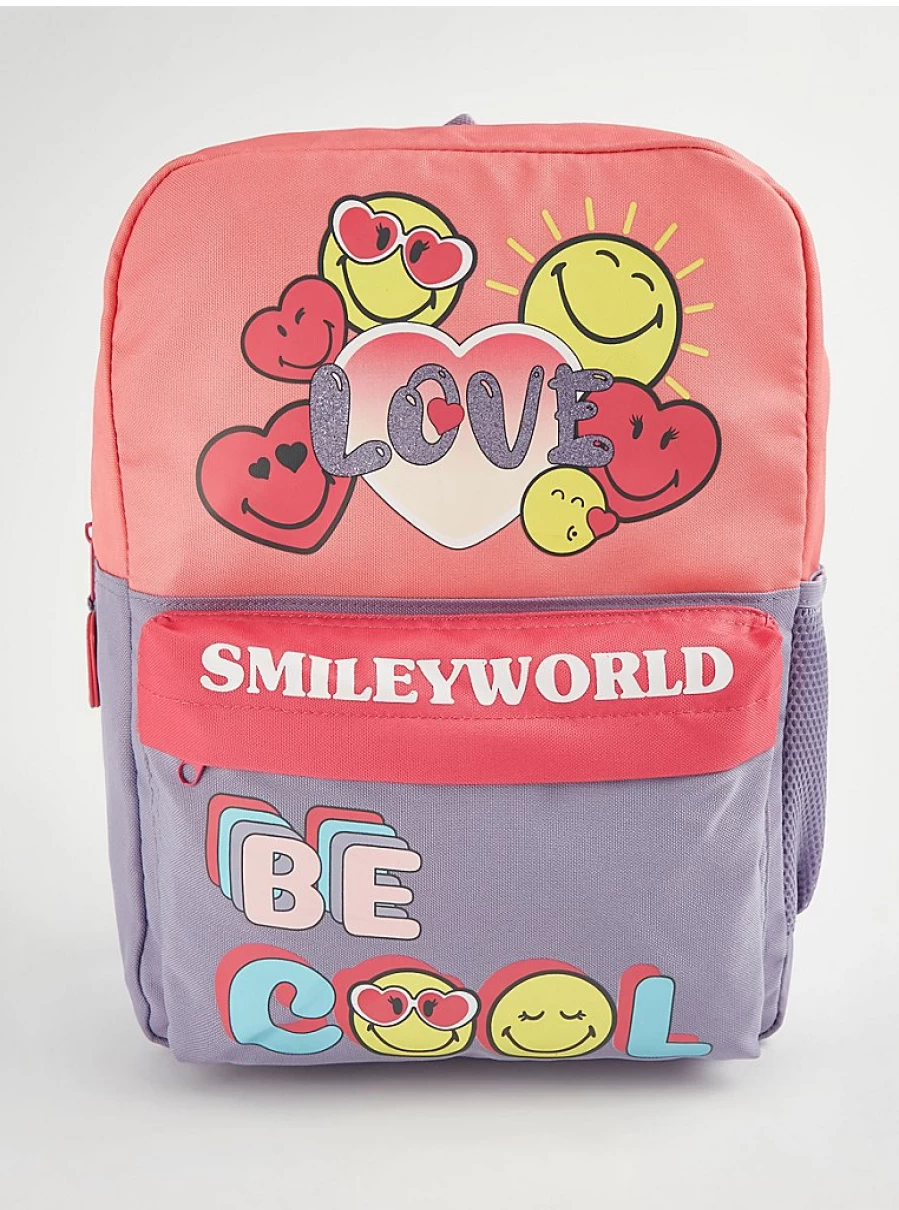 "George at Asda Girls' Smileyworld Bright Graphic Rucksack – Fun & Stylish School Backpack"