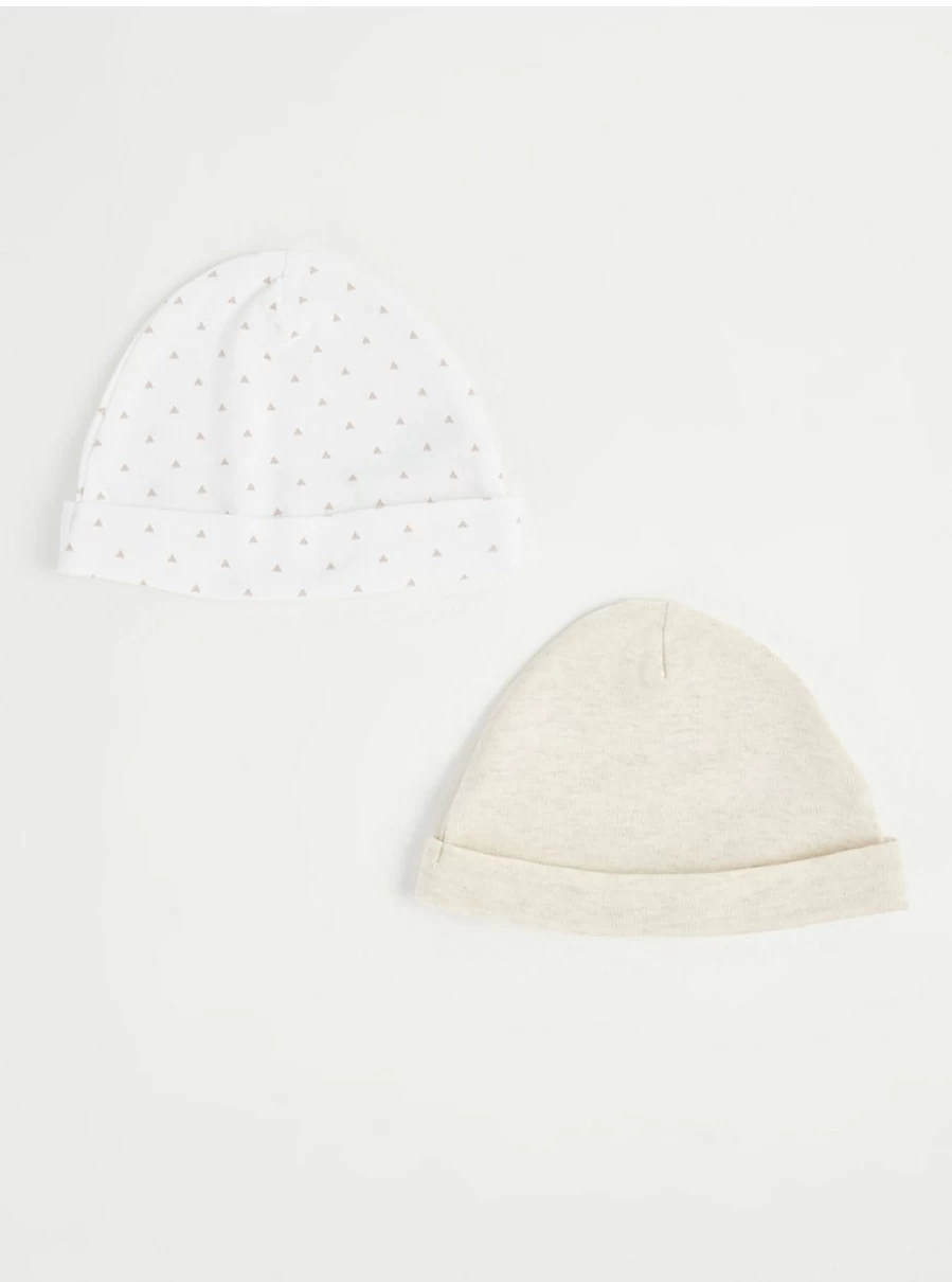 "George at Asda Baby Newborn Mini Triangle Cream Hats - Soft 2 Pack for Infants"
