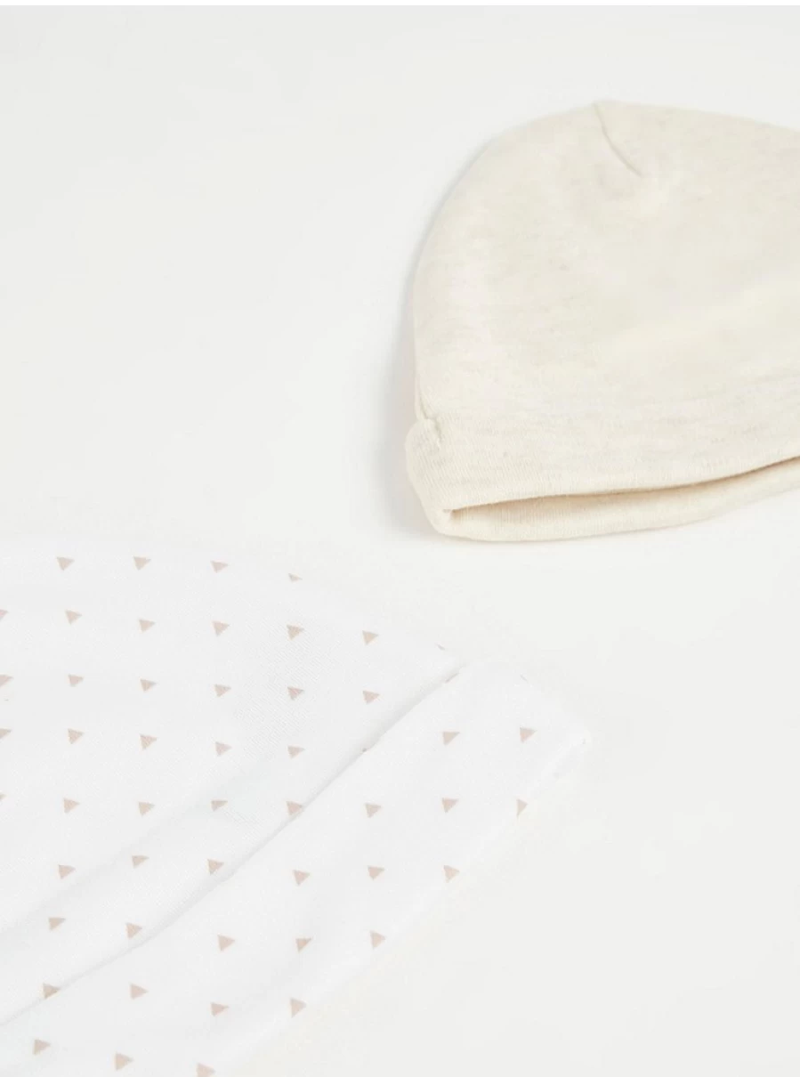 "George at Asda Baby Newborn Mini Triangle Cream Hats - Soft 2 Pack for Infants"