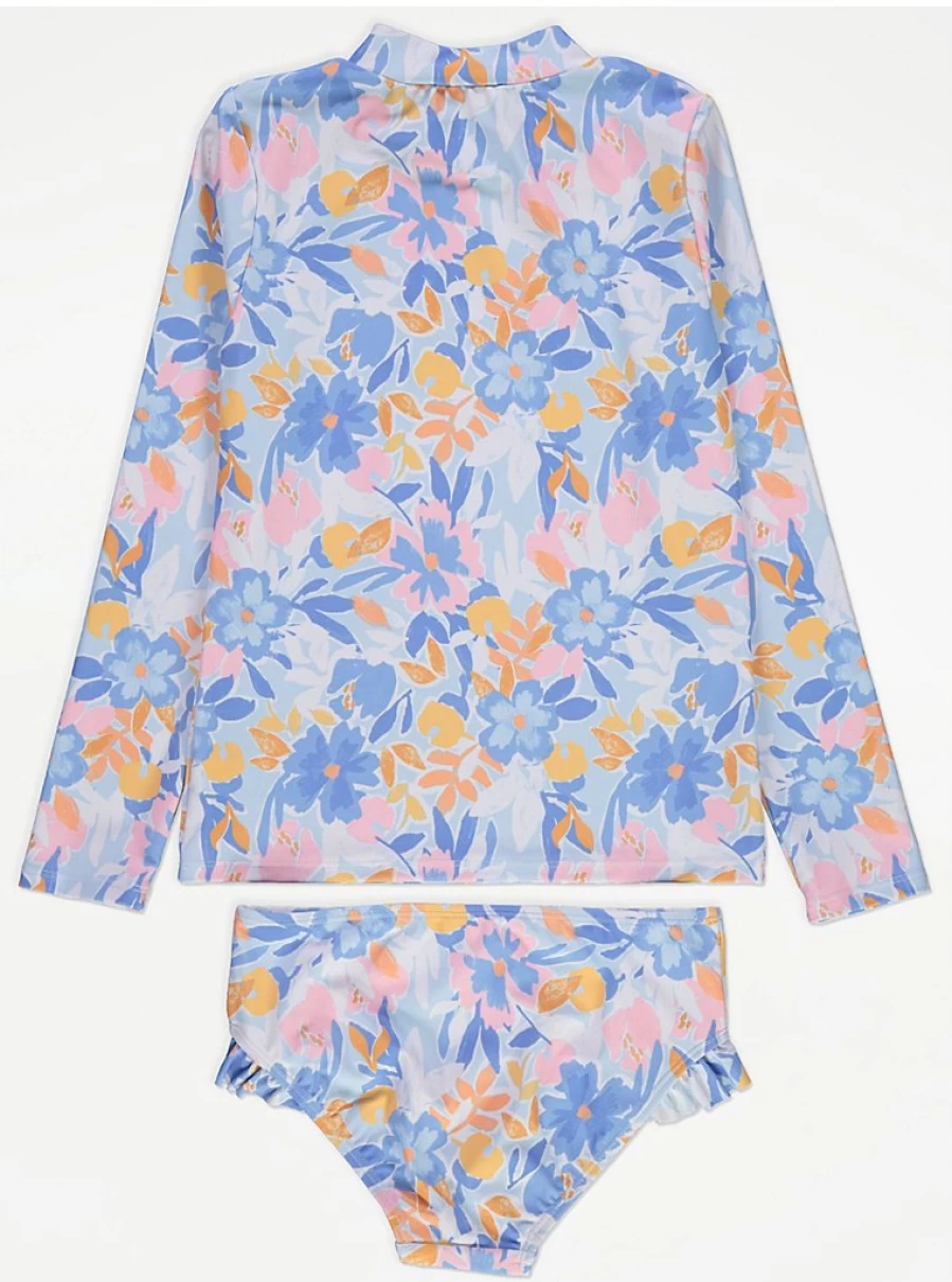 "George at Asda Girls Pastel Floral Rash Guard and Bikini Set Reviews"