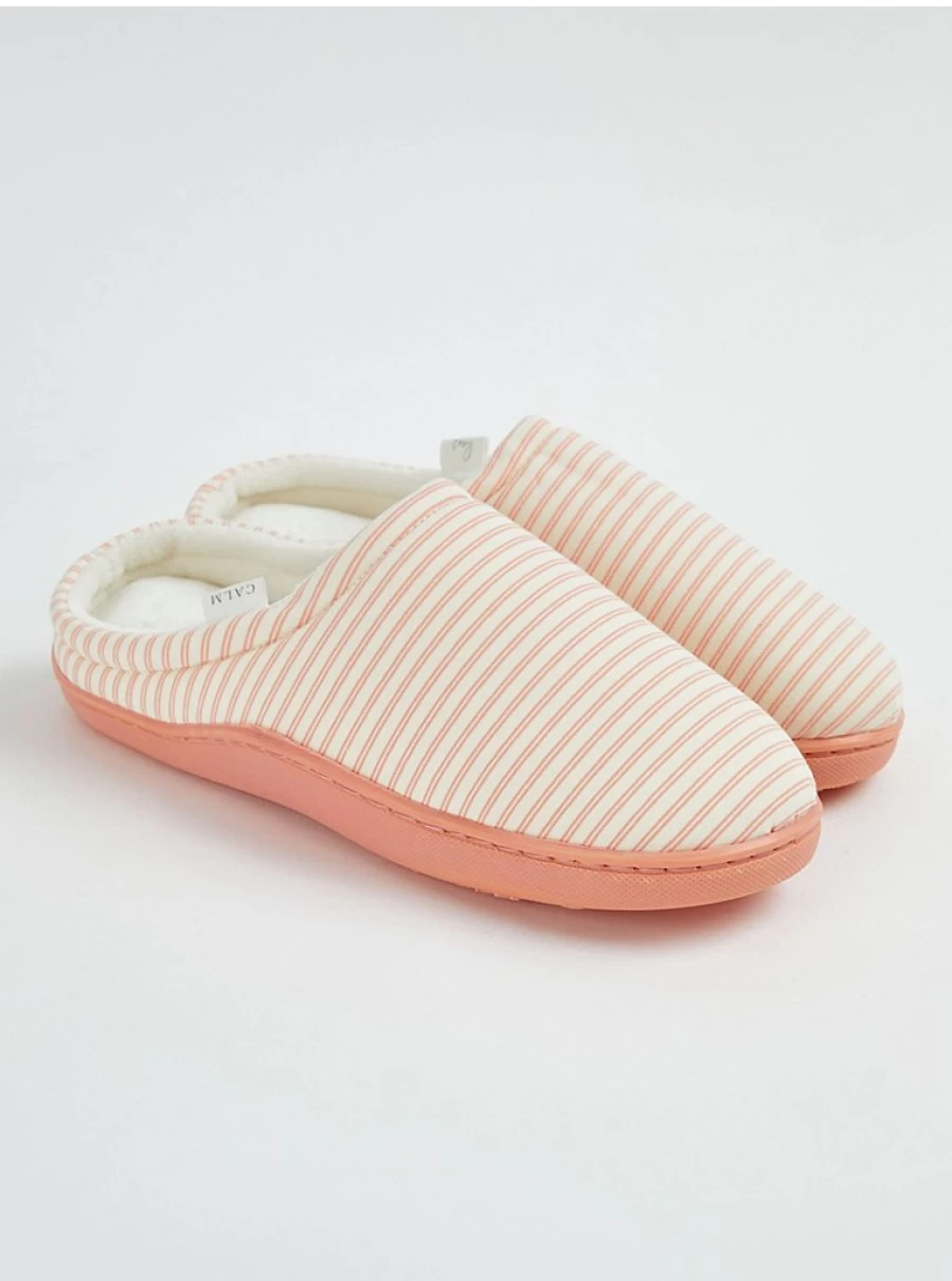 "George at Asda Coral Striped Mule Slippers for Women - Comfortable Loungewear & Home Shoes"