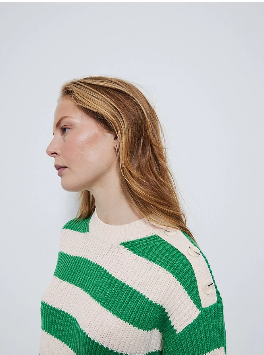 "George at Asda Women's Green Button Shoulder Striped Jumper Review"