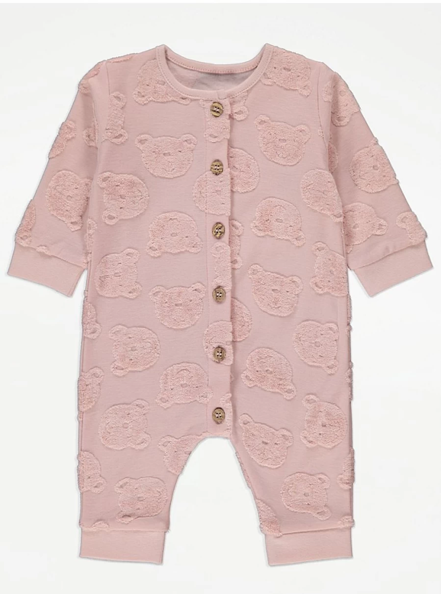 "George at Asda Baby Pink Bear Button Fasten All-in-One Romper Review"