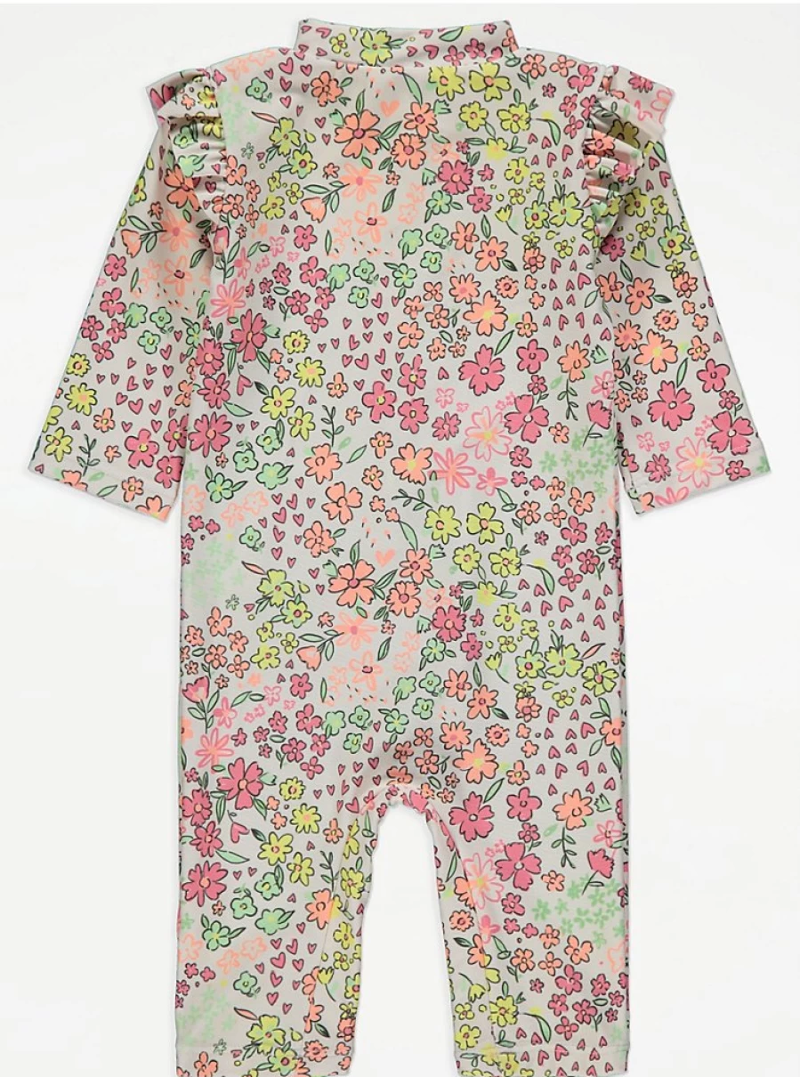 "George at Asda Baby Floral Sunsafe Swimsuit with Keppi Hat – UV Protection One-Piece Swimwear Review"