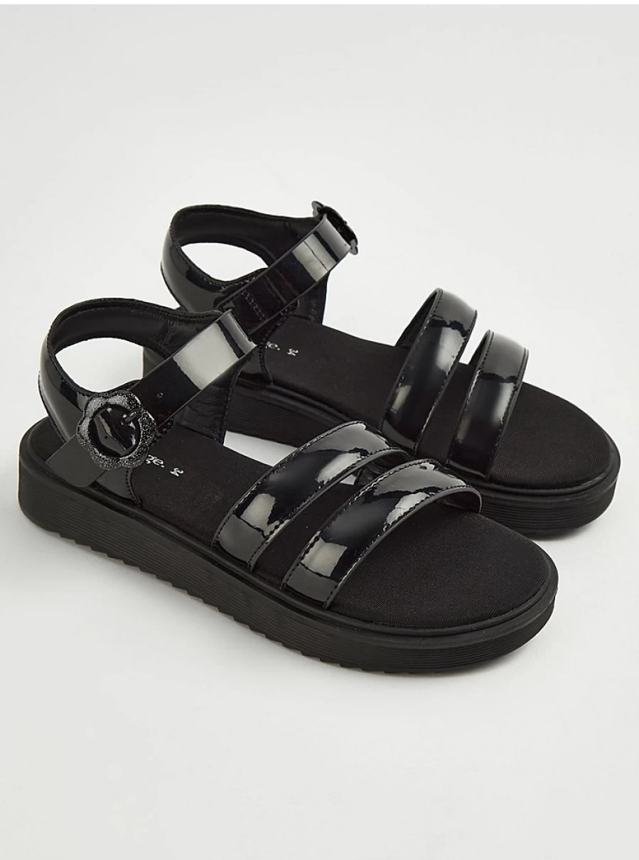 Girls' Black Chunky Strappy Sandals | George at Asda | Comfortable Kids Footwear