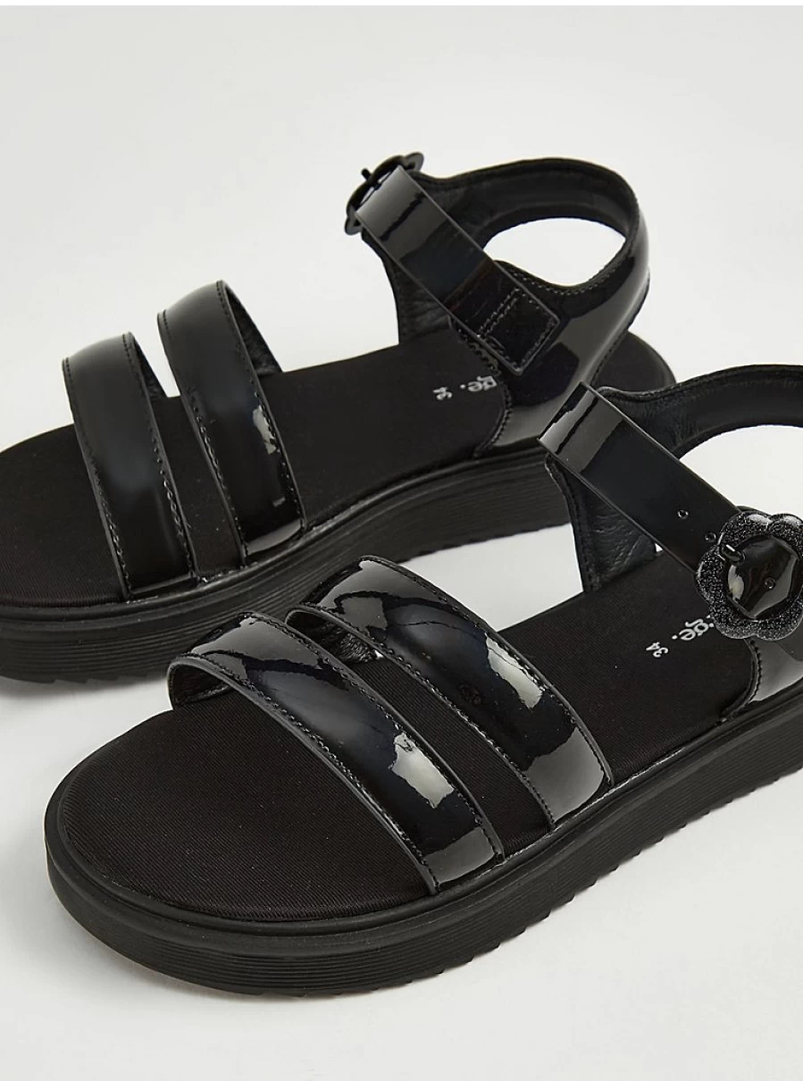 Girls' Black Chunky Strappy Sandals | George at Asda | Comfortable Kids Footwear