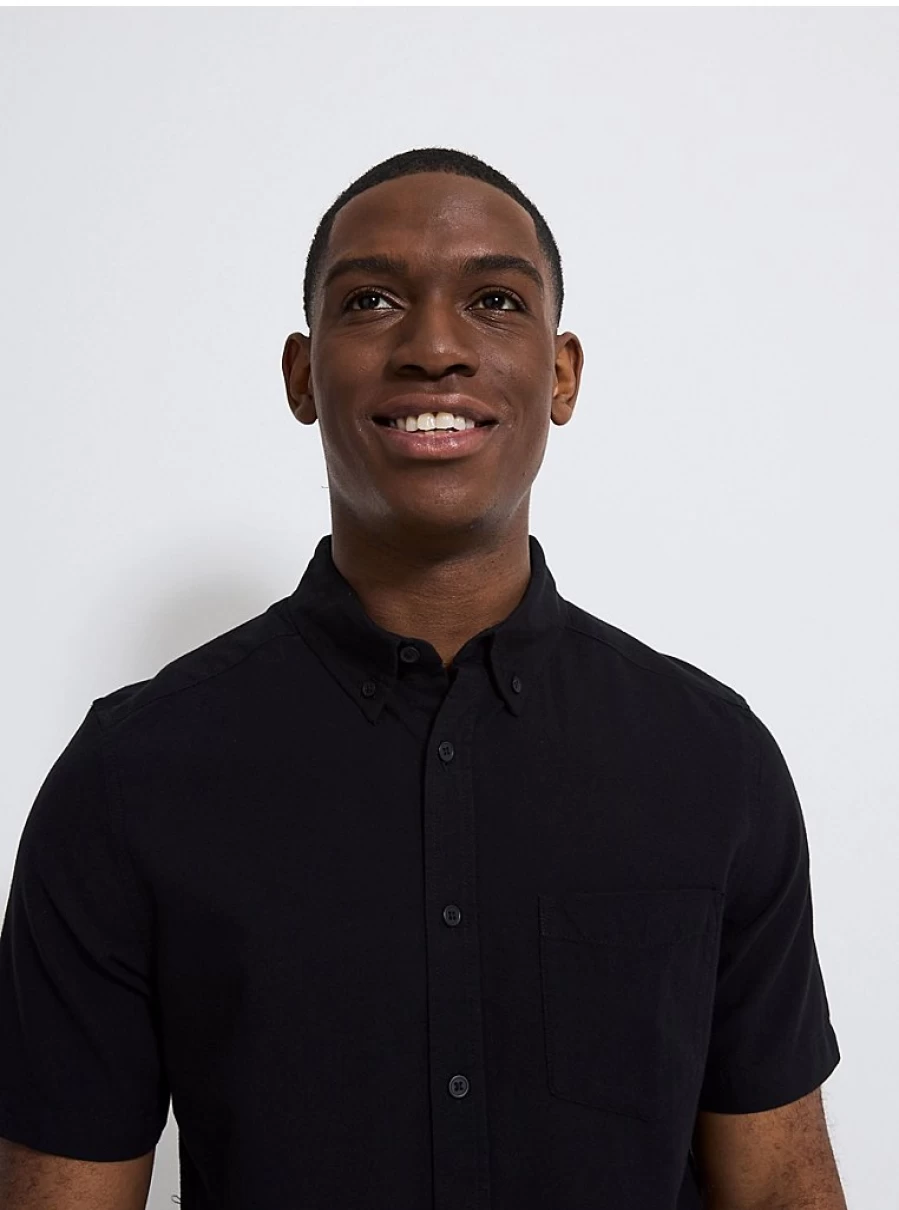 Boys' Black Slim Fit Short Sleeve Oxford Shirt | George at Asda