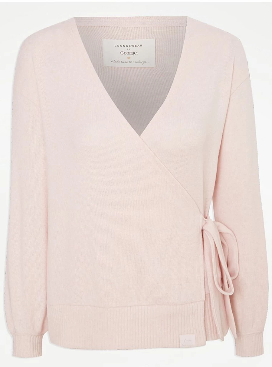 "George at Asda Pink Brushed Soft Touch Wrap Pyjama Top | Women's Comfortable Lingerie Sleepwear"