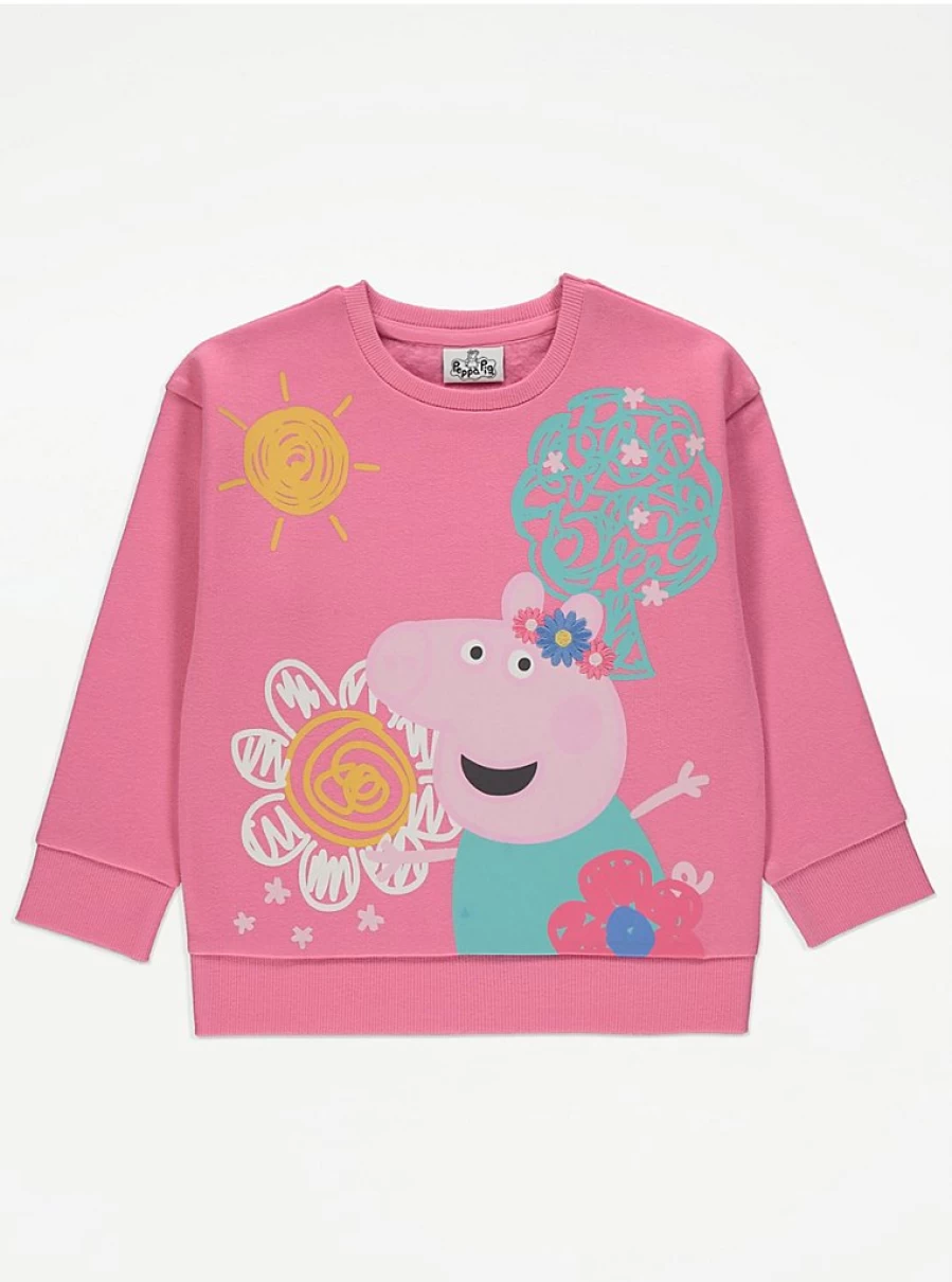 "George at Asda Peppa Pig Pink Kids' Scribble Sweatshirt | Soft & Fun Pullover"