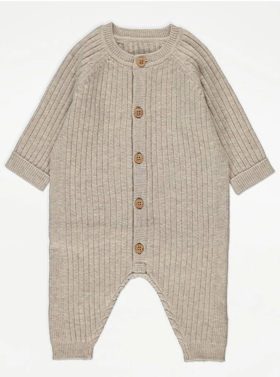 "George at Asda Boys Oatmeal Marl Rib Knit Raglan Sleeve Baby All-in-One Jumpsuit Reviews"