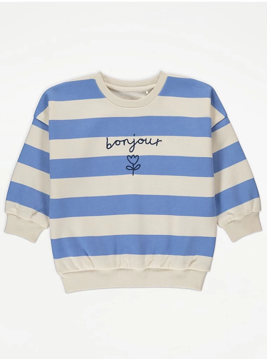 "George at Asda Kids Blue Stripe Bonjour Sweatshirt Review | Comfort & Style"