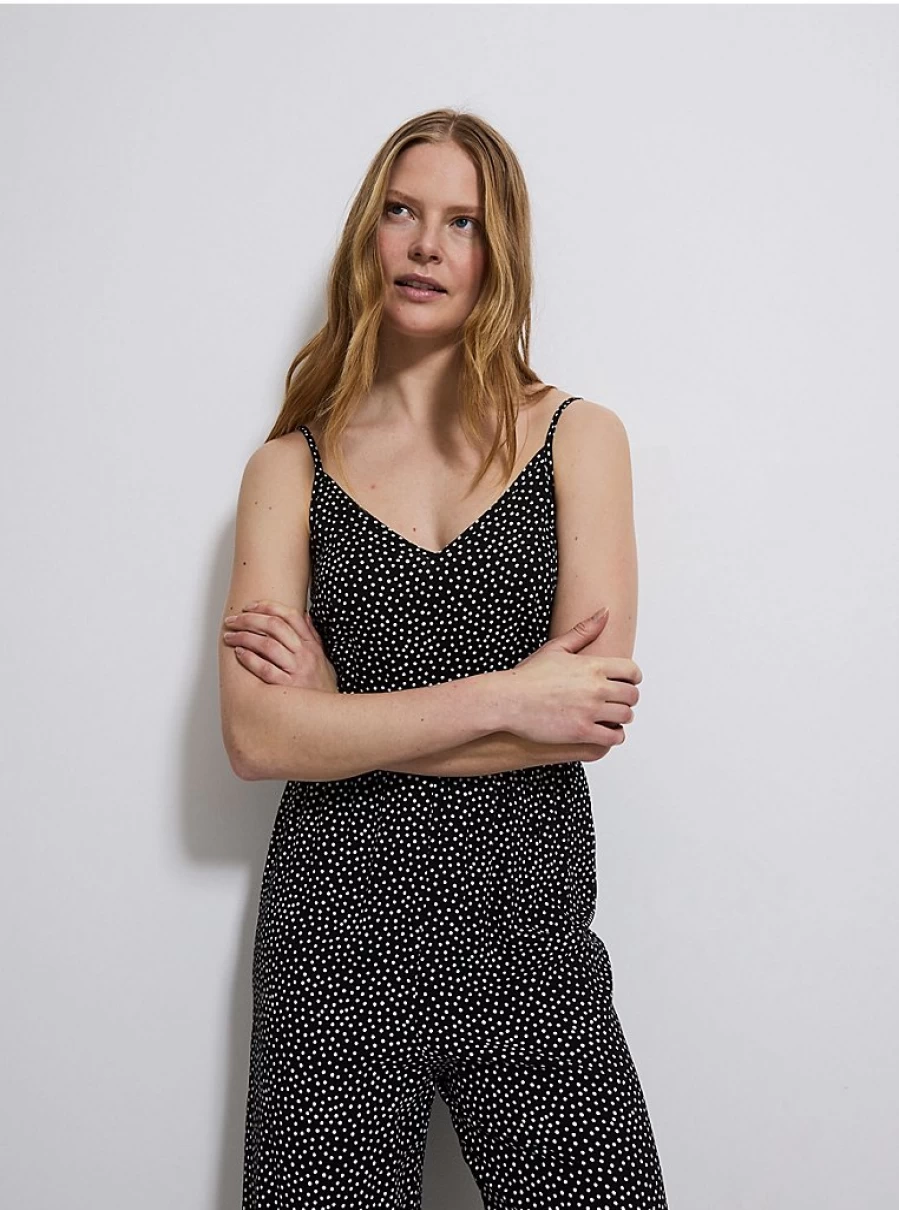 Women's Black Polka Dot Cropped Leg Jumpsuit | George at Asda