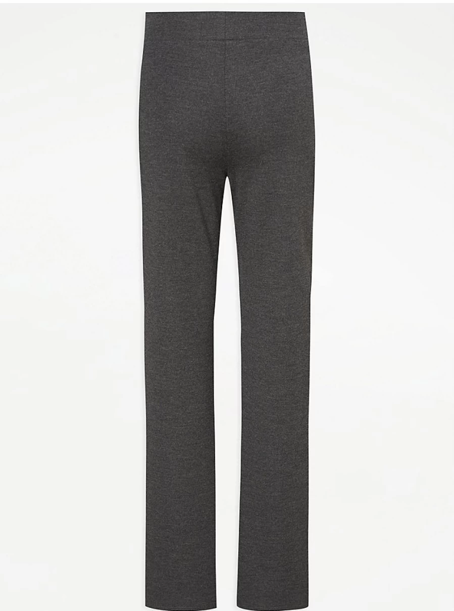 "George at Asda Girls' Grey School Trousers 2-Pack – Long Straight Leg Jersey Comfort Fit"